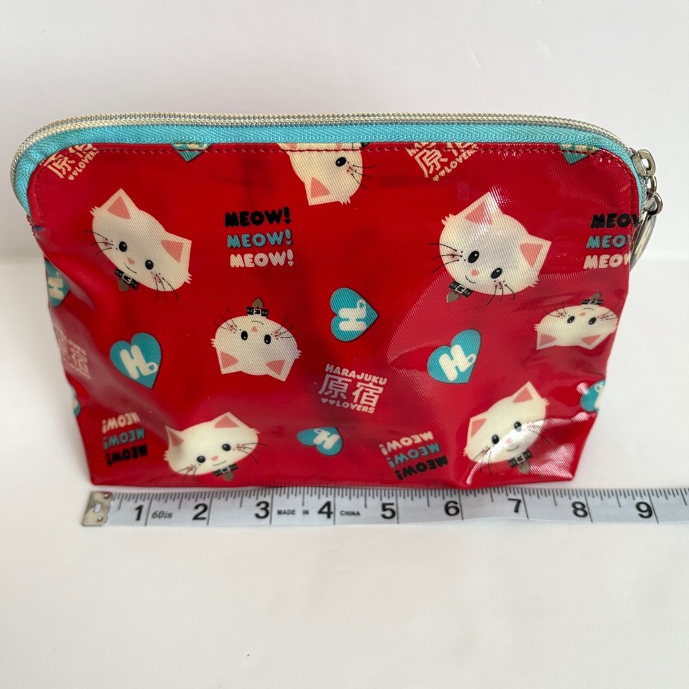 Harajuku Lovers Red Cats Tote Bag Gwen Stefani with Matching Zip Pouch Bag Charm - Picture 10 of 16